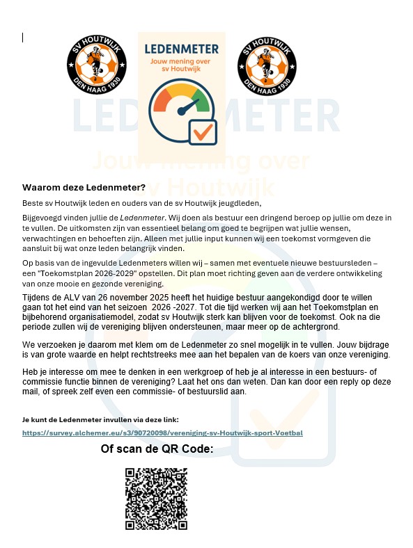 Oproep aan onze leden: Vul de ledenmeter in!